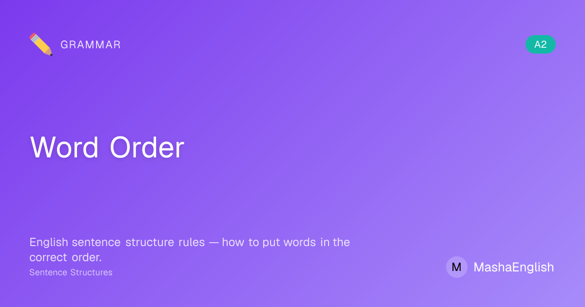 English Word Order - Sentence Structure Rules | Learn With Masha